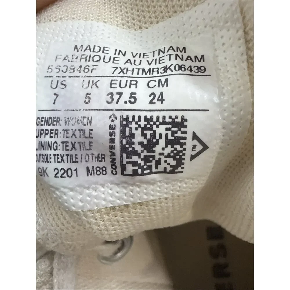 Converse Chuck Taylor All Star High Top White Canvas Lace-Up Sneakers 7